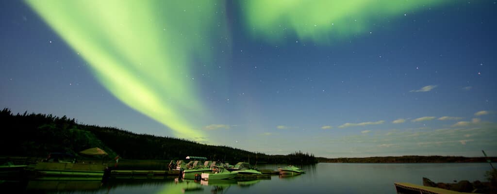 Northwest Territories Nominee Program. Norther lights over lake in NWT